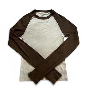Brown and White Long Sleeve Shirt